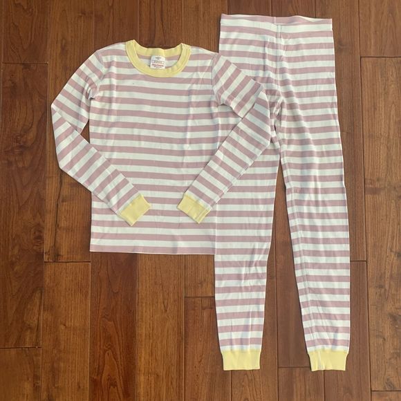 GIRLS HANNA ANDERSSON LONG JOHN PAJAMA SET~SIZE 160 (US14) PINK STRIPES - Picture 4 of 7